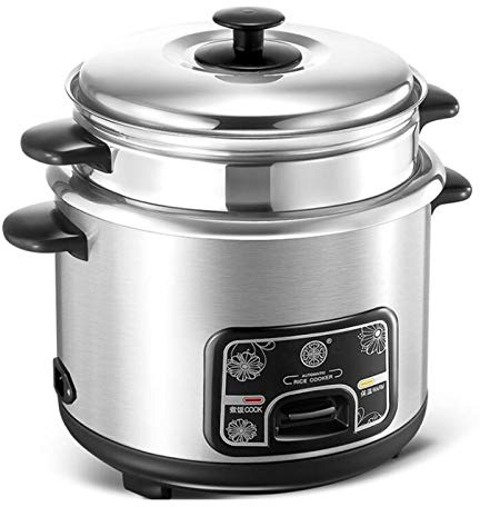 Reiskocher Klein, 2 / 3lStainless Steel Cook/Warme Funktionen, Mini tragbarer Reiskocher Edelstahl Innentopf mit Dampfer (Size : 3L)