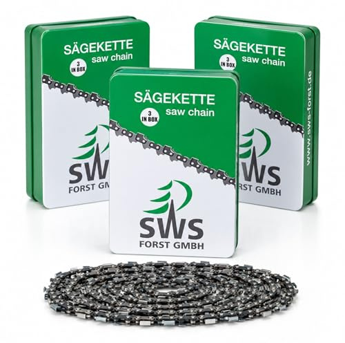 SWS Forst GmbH Sägekette 3/8 1,1 mm, 35 cm (3 Stück) - 50 Treibglieder - Kettensägekette - Ersatzkette