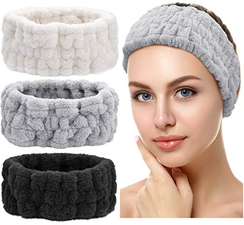 3 Stücke Spa Gesichts Stirnband zum Schminken und Waschen Gesicht Frauen Spa Yoga Sport Dusche Gesicht Stirnband Elastisch Kopfwickel für Mädchen und Frauen