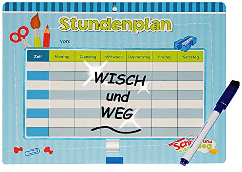 alles-meine.de GmbH Schule & Schulanfang Artikel frei wählbar Set Stundenplan/Wochenplaner/Memoboard - Wisch & Weg - abwischbar mit Folienstift - Jungen & Mädchen - bla..