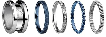 BERING Austauschbar Ring Set für Damen in Silber & Blau mit einzigartigem Twist- & Change System, Symphony-Set-A