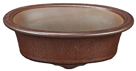 Maceta bonsai ovalada de gres ciruela 13,5x9,5x4 cm - ZX24