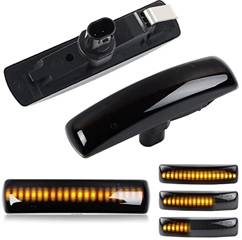 HOIIME LED Turn Signal Indicator Dynamic Side Light, Lamps Amber Side Repeaters Marker CAN-bus Error Free Smoked Compatible with Lan-d Rove-r Discovery 3/4 Freelander 2 Sport（1 Pair）