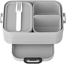 Mepal Brotdose Midi - Brotdose mit Bento Box - Für 2 Sandwiches oder 4 Brotscheiben - Lunchbox für kleine Snacks & Reste - Cool Grey