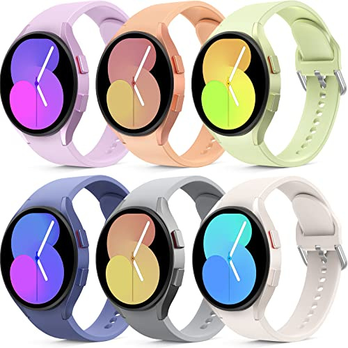 Higgs 6 Pack Bracelet Compatible avec Samsung Galaxy Watch 7/6/5/4 40mm 44mm/5 Pro 45mm/Galaxy 6 Classic 43mm 47mm/4 Classic 46mm Femme Homme,Bracelets Silicone Sports Respirant