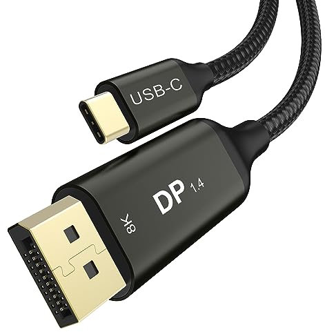 Ablink Cavo da USB C a DisplayPort 1.4 2m,[8K@60 Hz,4K@240Hz/144Hz] Cavo Thunderbolt 4/3 a DP 32.4Gbps HDR,Compatibile con iPhone 16/15, iMac, MacBook Pro Max,iPad Pro Air Galaxy S24,Surface XPS