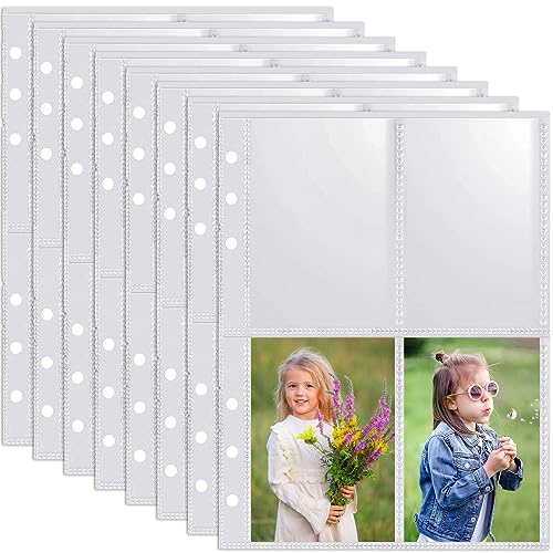 Ezydka 160 Stück Fotohüllen, 40 Seiten Klarsichthüllen A5, Foto Hüllen 4 Fächer Je 6,6 x 9,5cm, Prospekthüllen, Klarsichthüllen Zum Postkarten Aufbewahrung Fotos, Dokumente