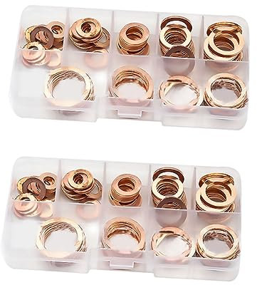 Happyyami 160stücke Teiliges Sortiment Kupferdichtungen Set Assortierte Unterlegscheiben Für Sumpfstecker Mit Tragbarer Aufbewahrungsbox Für Maschinen Generatoren Und Sanitärreparaturen