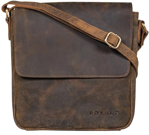 ROYALZ Illinois Herrentasche zum Umhängen klein Leder Umhängetasche Herren Messenger Bag Vintage Ledertasche Schultertasche Handtasche Echtleder ;Farbe:Schwarz