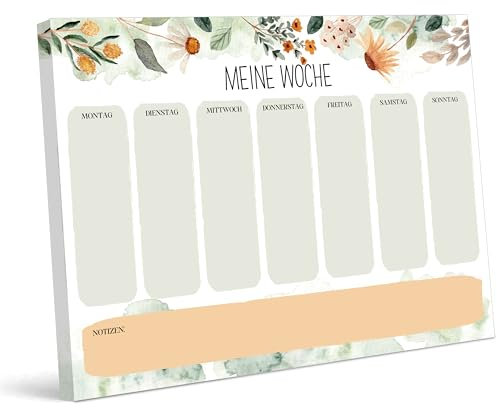 Cucoller Wochenplaner Block A4 ohne festes Datum (50 Seiten), Schreibtischunterlage mit ToDo Liste, Wochenkalender Wochen Planer mit Wochenübersicht für Termine, Aufgaben & Notizen,Hellgrün