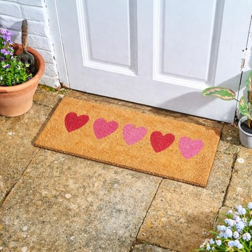 Garden Mile Non-Slip Natural Coir Doormat - Large Love Heart Heavy Duty Door Mat - Entrance Rug & Front Door Welcome Mat for Indoor or Outdoor Use, Gifts for Her