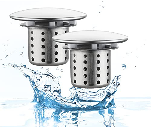 ESMUSSSEIN 2PCS Drain Hair Catcher Tub Drain Protector Bathroom Sink Strainer Bathtub Drain Filter Stainless Steel Drain Hair Trap cover for Bathtub/Drain