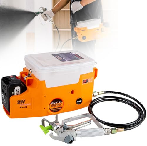 verniciatore a spruzzo a batteria, pistola per verniciatura elettrica, spruzzatore airless professionale, spruzzatore airless batteria per dipingere pareti, 6 velocità di marcia, tubo da 1,5 m
