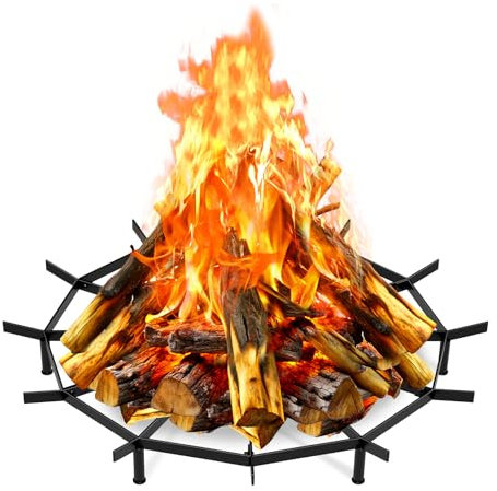 Firepit Grate Round 24 Inch Heavy Duty,Fireplace Log Grate Round Metal for Outdoor,Fire Pit Grate Campfire,Firewood Grates for Fireplace Rounds Indoor for Chimney Hearth,Camping Tools