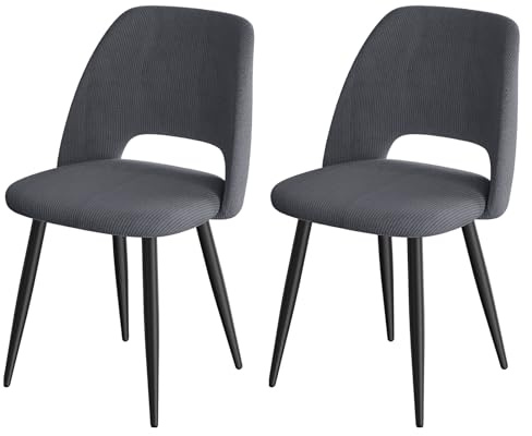 ANVOFONG Esszimmerstühle 2er Set,Küchenstuhl mit Unabhängige Beine,Kordsamt Gepolsterter Stuhl,Schwarz loungesessel,für Esszimmer,Wohnzimmer,Küche,Schlafzimmer und Empfangsraum