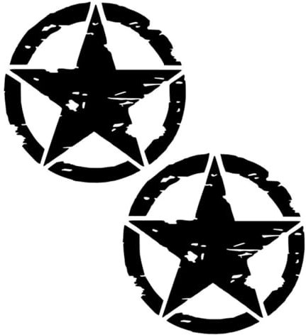 2 Pezzi Adesivo Stella Nera, Stella Militare Vintage fiancata Posteriore, Adesivi per Auto Moto Fuoristrada, 15 * 15 cm Adesivi per 4x4 off Road Decalcomanie