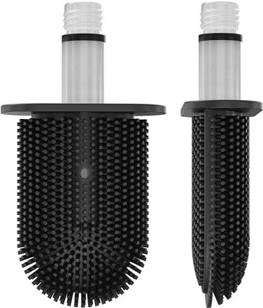 MooStar 1-Pack Replacement Brush Head Only - Flexible Flat Head, Soap Dispenser, Compatible with Stainless Steel & Wall-Mounted Silicone Toilet Brush & Holder Set (No Handle Included)