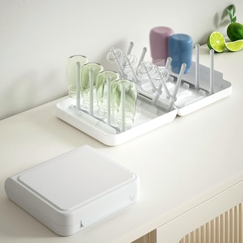 WHNL Travel Bottle Drying Rack Space Saving,Foldable Bottle Drying Rack with 16 Ribs,Portable Baby Bottle Drying Rack for Bottles,Breast Pumps and Other Feeding Accessories,Widely Used Daily Basis