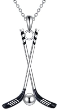 YAFEINI Hockey Halskette Sterling Silber Hockey Stick und Ball Anhänger Halskette Hockey Schmuck Geschenke für Frauen Mann