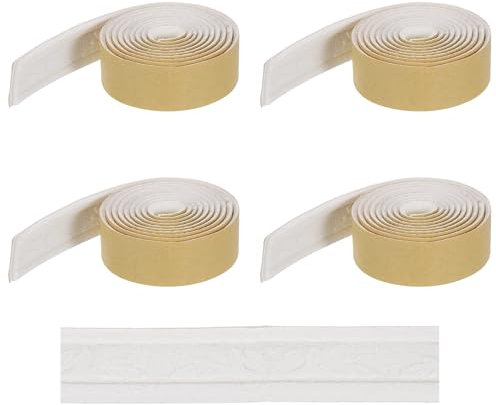 QUARKZMAN 4Pcs 3D Bande de Moulure Auto-Adhésive pour Mur 90x1.57 Flexible à Coller pour Encadrement de Miroir de Porte Armoire, Joint d'Étanchéité de Ligne de Cadre, Blanc