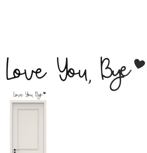 Generic Love You Bye Wood Sign, 'Love You, Bye' Door Topper, 20L x 16W cm, Black Wooden Sign, DECORATIVE_SIGNAGE