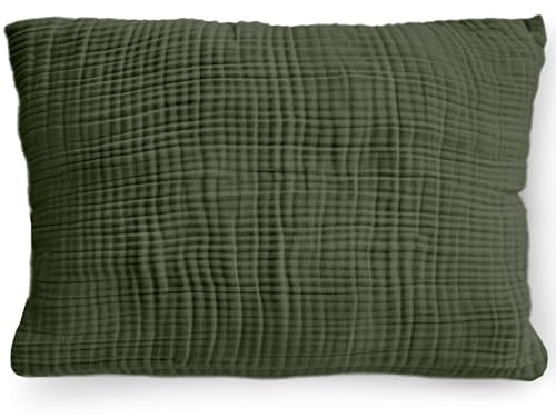 PinkZebra Bio-Musselin Kissenbezug 40 x 60 cm für Kinder & Erwachsene, weicher Kopfkissenbezug GOTS-Zertifizierung, Kissenhülle mit Reißverschluss, Made in EU, Grün