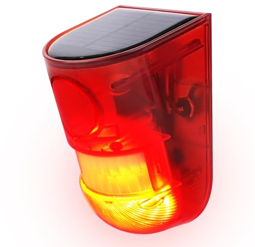 Aolyty Lampes solaires LED de sécurité, détecteur de mouvement extérieur, alarme sonore, alerte stroboscopique, lumière clignotante étanche (rouge)