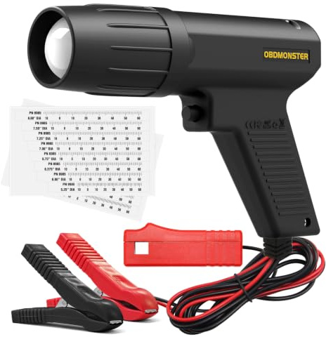 Pistolet lumineux d'allumage 12 V, lampe stroboscopique, allumage | Avec autocollant de synchronisation pour harmonic balancer, voiture, moto, marine