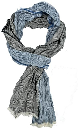 Rotfuchs Sommerschal Webschal Herrenschal Unisex Baumwolle Fischgrät Muster bunt in schwarz und blau