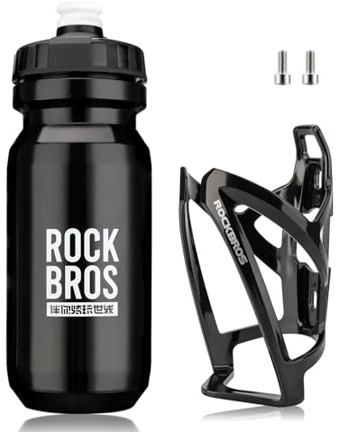 ROCKBROS Portabidón de Bicicleta, Soporte para Botella de Agua Ligero para MTB Bicicleta de Carretera, Jaula Universal de PC Incluye Botella de Ciclismo