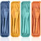WUSJCOF Cubiertos portátiles con estuche, Juego de cubiertos portátil para camping, picnic, oficina y escuela, Juego de cuchillo, cuchara y tenedor de plástico, Ligeros para exteriores en 4 colores