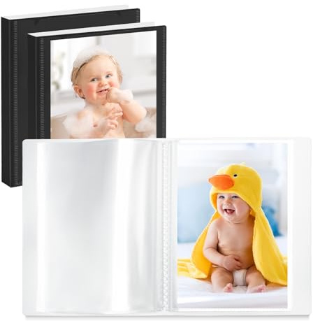 Vienrose Fotoalbum 13x18 3er Set Einsteckalbum 52 Fotos Personalisierbar | Babyalbum, Familienalbum, Hochzeitsalbum, Schwarzes Design, Geschenkidee