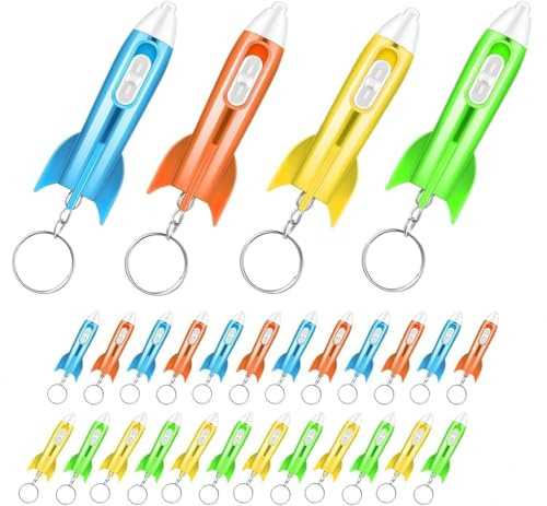 HENGBIRD Mitgebsel Kindergeburtstag Raketen Mini Taschenlampe Schlüsselanhänger Kinder 24Pcs Nützliche Gastgeschenke Kleinigkeiten Give Aways Tombola Preise Kleine Geschenke Wundertüte Goodie Bag