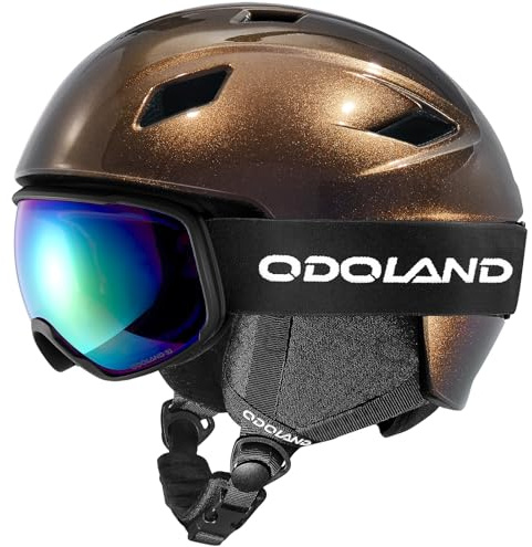 Odoland Casco de Esquí con Gafas para Hombres y Mujeres, Combinación Ajustable de Casco Deportivo y Gafas de Nieve, Equipo de Esquí Profesional para Adultos y Jóvenes Snowboard Motonieve,NQL