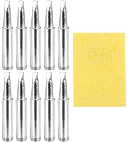 sourcing map Pack of 10 900M Solder Tips Internally Heated Soldering Tips with Cleaning Sponge Pad Replacement Welding Accessories Kit for Electrical Solder Station Tip (900M-T-3.2D)