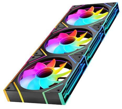 TZMRIT PRISM4EX 120mm Infinite Mirror ARGB PC Lüfter mit PWM Control und ARGB Effekt,RGB PC Gehäuselüfter 120mm (3, Black, 120MM-Reverse)