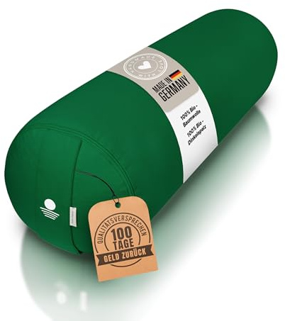 Inner Peace Yoga Bolster Ø 23 cm mit Bio-Dinkelfüllung | Bezug aus 100% Bio-Baumwolle, Yogakissen lang, Made in Germany, waschbarer Bezug, für Yoga & Entspannung
