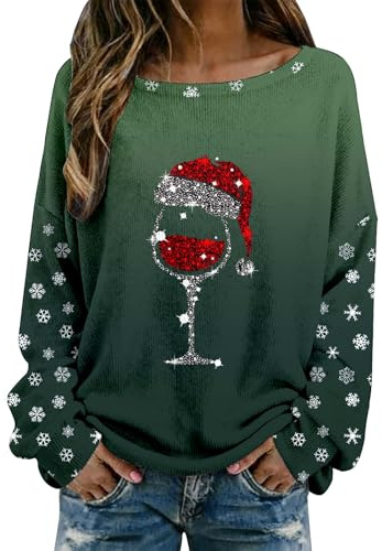 Weihnachtspullover Damen, weihnachtspulli Damen, Norweger Pullover, Pullover Winter, Christmas, weihnachtsoutfit, elegant, lustig, hässliche, festlicher Dicker, Ugly Sweater, Baumwolle, Langarm, warm