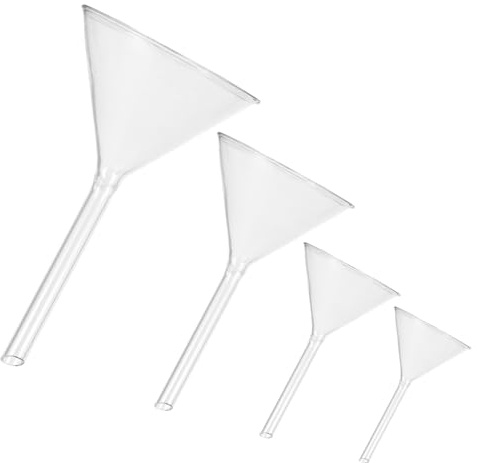 ZUNOXAZ 4-Teiliges Set Kurzhalstrichter Glas EinfüLltrichter HitzebestäNdig Chemikalienresistent PräZises UmfüLlen Kleiner Flaschen Labor FlüSsigkeitstrichter
