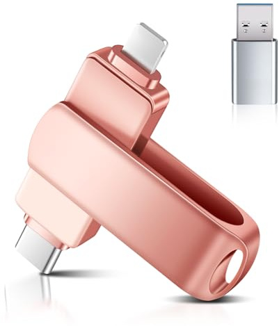 Clé USB 3.0 128 Go, clé 3 en 1 avec Port Lightn-ning,USB-A,USB-C,Clé USB C Externe Mémoria pour Android Smartphone Stockage,Tablettes,Mac et PC, sans Application(Rose)