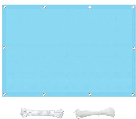 Outdoor Sun Shade Sail 2.2 x 3 m Breathable UV Block Awning Tarp 95% UV Protection Garden Mesh Canopy with 1 × 5 m Free Ropes for Patio Party - Sky Blue