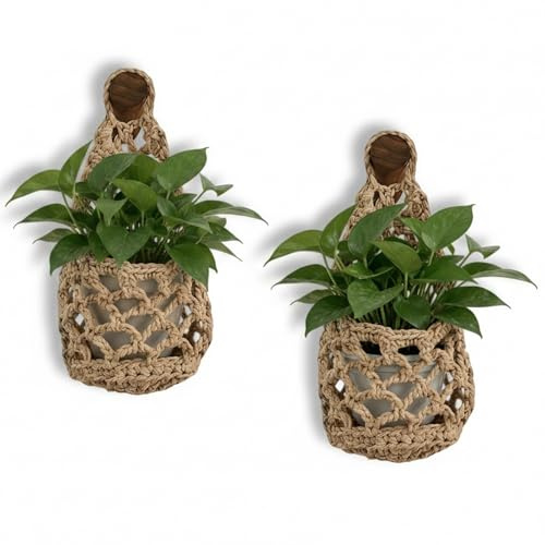 Allbestaye 2-Pack Macrame Hanging Planter Baskets for 5-6 Pots | Handmade Cotton Rope Space-Saving Plant Hangers, Boho Wall Decor For Living Room, Kitchen & Bathroom Houseplants