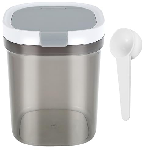 Mjölkpulver förvaringslåda 800 ml mjölkpulver behållare baby på vägen med sked förnäringsförvaring transparent förseglad stapelbar för kaffebönor mjöl havregryn bakingredienser (1300 ml)