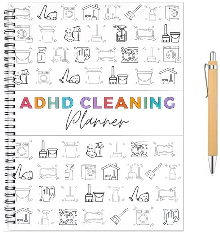 ADHD Cleaning Planner with Pen, Adhd Cleaning Planner for Adults and Teens | Household Cleaning and Checklist Management, ADHD Planner Schedule with List Chart for Daily, Weekly, Monthly, Annually