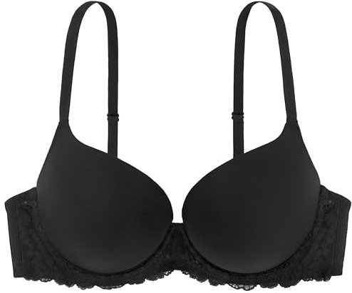 Dorina Superpush up-bh för kvinnor med bygel, formbygel och spets T-shirt, BH, Claire, vit, beige, svart, Svart (svart V00), 70C