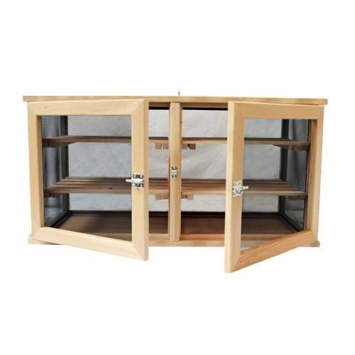 Fienow Masy 208 Garde Manger Grand Modèle Double Portes Vintage Brown Bois de Hêtre Montage au Sol 42 cm x 85 cm x 38 cm