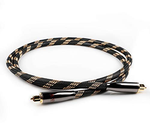 SKW Optisches Digital-Audiokabel, Optisches Toslink Kabel, Heimkino-Glasfaser-Toslink-Stecker auf Stecker, vergoldetes Optisches Kabel (S/PDIF)(1M, Schwarz)