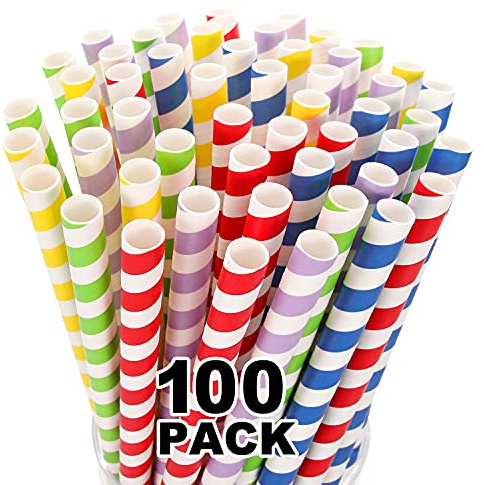 100 Pack, Extra Wide Paper Smoothie, Boba Straws - 10 mm Wide Biodegradable Straws for Bubble Tea (Tapioca, Boba Pearls), Milkshakes, Jumbo Drinks - Shower, Wedding Party Supplies Decorations