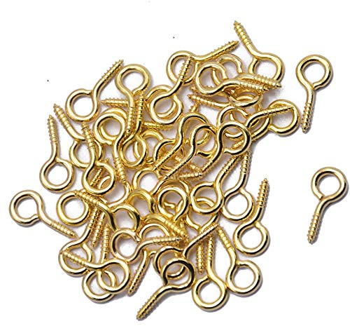 Suneast 200 Stück Augen Schraubösen Schraubhaken Mini Augenschrauben Ösenstifte, Metall Ösenschraube Ringschrauben für Schmuckherstellung, Anhänger, DIY Kunsthandwerk - Gold, 5 * 10mm