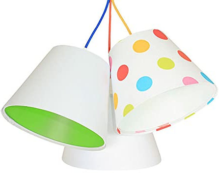 Licht-Erlebnisse Kinderzimmerlampe Mädchen Jungen Weiß Bunt gepunktet 3-flammig dekorativ SAMY Pendelleuchte Stoff